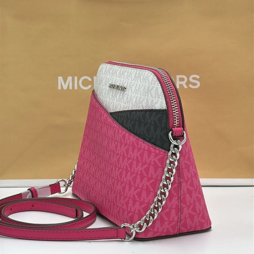Michael Kors Medium Signature Logo Color Block Dome Crossbody Bag DRAGON…